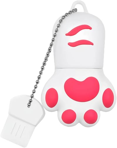 64GB USB 2.0 Flash Drive Cartoon Novelty Lovely Cat Paw Memory Stick Silicone Rubber Ainmal Pendrive White - color: Catpaw-white, size: 64GB 2.0