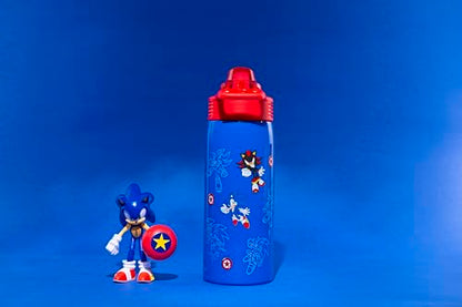 Zak Designs Sonic the Hedgehog Sage 19oz Leak-Proof Straw Kids Water Bottle | BPA Free, Insulated Stainless Steel, Cupholder Friendly, Dishwasher Safe, Lid Lock, Handle, For School, Home, Travel - color: Sonic the Hedgehog (Sage)