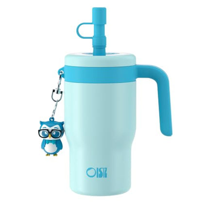 OISIZ 14oz Kids Tumbler with Straw Lid & Handle,Kids Cup with Animal Accessory for School,Kids Water Bottles with Dust-proof Cover,Leakproof Bottles,316 Stainless Steel,Keep Cold 24 Hours-sky blue - color: clear sky blue