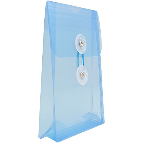 JAM PAPER Plastic Envelopes with Button & String Tie Closure - 4 1/4 x 6 1/4 - Blue - 12/Pack - color: Blue, size: 4 x 6
