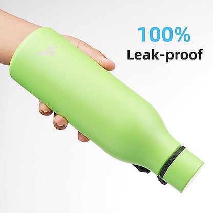 Konokyo 18 oz Insulated Stainless Steel Metal Water Bottle with Strap - color: Green, size: 18 Ounces