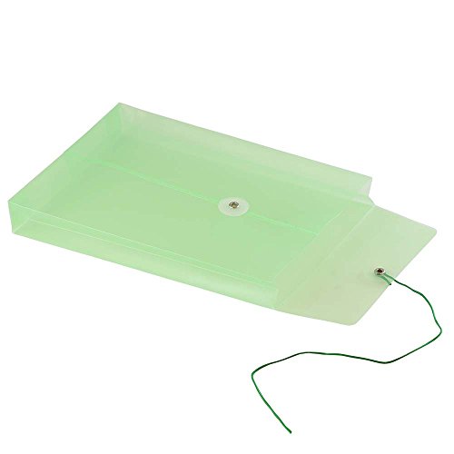 JAM PAPER Plastic Envelopes with Button & String Tie Closure - 6 1/4 x 9 1/4 - Green - 12/Pack - color: Green, size: 6 x 9