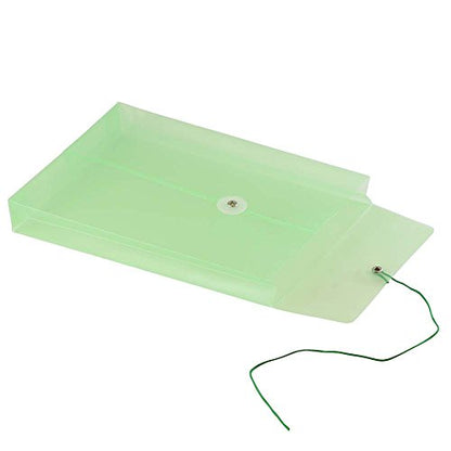 JAM PAPER Plastic Envelopes with Button & String Tie Closure - 6 1/4 x 9 1/4 - Green - 12/Pack - color: Green, size: 6 x 9