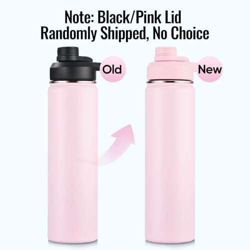 Fijinhom Insulated Water Bottle with Handle, 304 Stainless Steel Water Bottles with Wide Mouth, Double Wall Vacuum Sports Water Bottle, BPA Free, Keep Cold and Hot, 24 Ounces, Pink - color: Pink, size: 24 Ounces