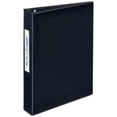 Avery Mini 3 Ring Binder, Holds 5.5" x 8.5" Paper, 1" Round Rings, 175-Sheet Capacity, 1.4 Inch Wide Spine, Label Holder, 1 Black Binder, Great for Home, Office, School Supplies, and More (27257) - size: 1"