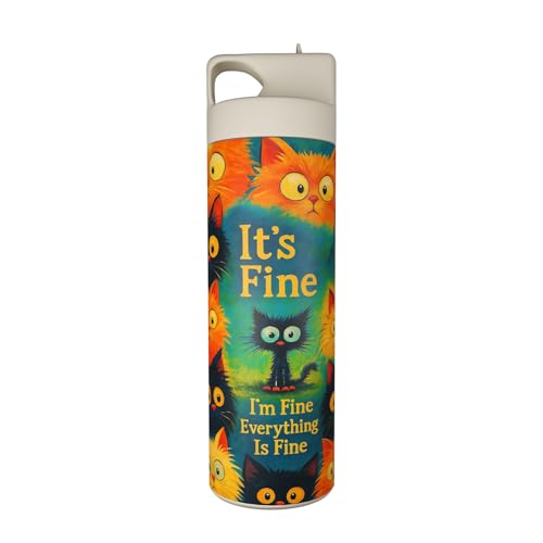 Cute Cat Loves 20oz Tumbler with Straw and Lid Gift for Boys Girls Water Bottle Travel Kettle Cup for Car Cold and Hot Stainless Steel Double Wall Insulated Student Mug (colorful) - color: colorful
