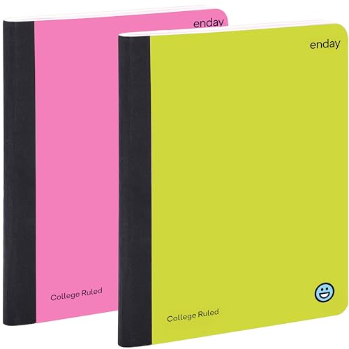 Enday Composition Notebooks College Ruled Paper, Hard Cover Composition Notebook, Premium Lined Composition Books, 100 Sheets Ruled Notebook, Pink and Yellow (2 Pack) - color: PINK - YELLOW
