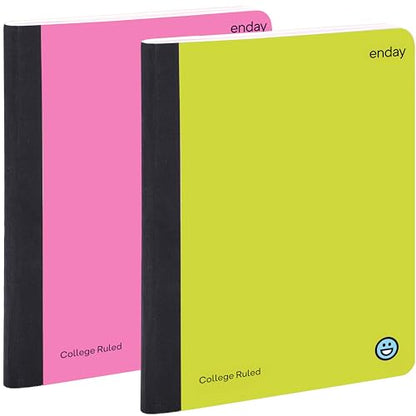 Enday Composition Notebooks College Ruled Paper, Hard Cover Composition Notebook, Premium Lined Composition Books, 100 Sheets Ruled Notebook, Pink and Yellow (2 Pack) - color: PINK - YELLOW