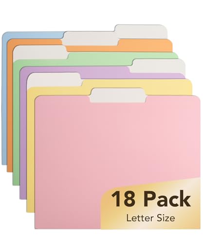 Mr. Pen- File Folders, 18 Pack, Pastel Colors, 1/3-Cut Tab | File Folders Letter Size, Colored File Folders, Office File Folder - color: Pastel Colors, size: 18 per Pack