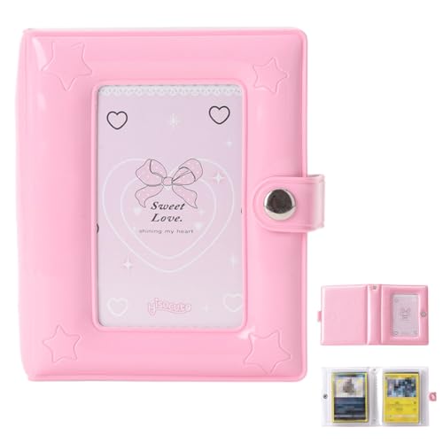Small 1 Pocket Trading Mini Card Binder Collection with 40 Count for MTG, Sports,TCG Cards (Pink) - color: Pink