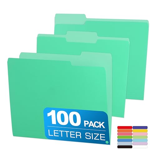 100 Packs Colored File Folders,Light Green File Folders,Two Tone Color File Folder 8.5 x 11 Inch,1/3 Cut Tabs Letter Size,Manila File Folders for Office,School and Home,Organization - color: Light Green, style: 100 Packs