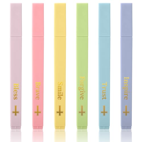 JIXZEN 6Pcs Bible Highlighters, No Bleed Highlighters Assorted Colors, Candy Colors with Soft Chisel Tip, Cute Highlighter for Bible Study Marking Painting Journaling - color: Candy