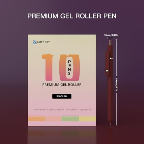 Retractable Gel Pens,0.5mm fine point pen, smooth writing nursing pens,stationary for women,Cute Office and School Supplies for Women Teacher Students(10 Pcs Vintage-Black Ink) - style: 10 Pcs Black Ink-Vintage shaft pen