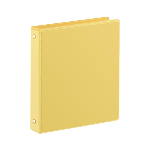 SUIN 1 Inch 3 Ring Binder, Clear 1'' View Presentation Binders with 2 Pockets, Fits 8.5 x 11 Letter Size, Durable Polypropylene, Non-Stick & PVC-Free for School, Office & Home (Yellow) - color: Yellow