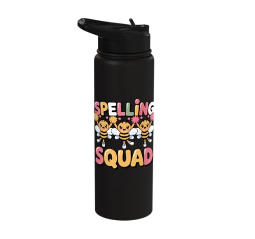 Spelling Squad Teacher Student Coach Classroom Stainless Steel Insulated Water Bottle - color: Black