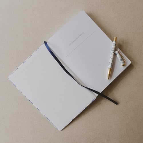 Sweet Water Decor Notes Journal, Cute Lined Composition Notebook for Women, 100 Ruled Pages for Writing, Blue Delft Matte Laminate Hardcover Diary with Gold Foil Details - style: Notes (Floral Design)