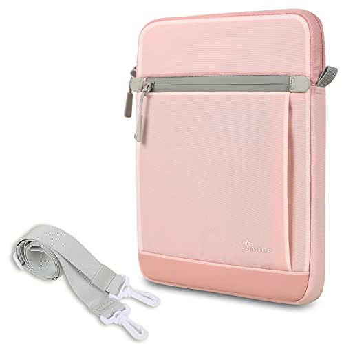 SIMTOP 11-Inch Tablet Sleeve, Compatible with iPad Pro 11-inch (M4), iPad Air 11-inch (M3), iPad 11-inch (A16) — YKK Zippers, Detachable Strap, Water-Resistant - color: Pink, size: 11 inch