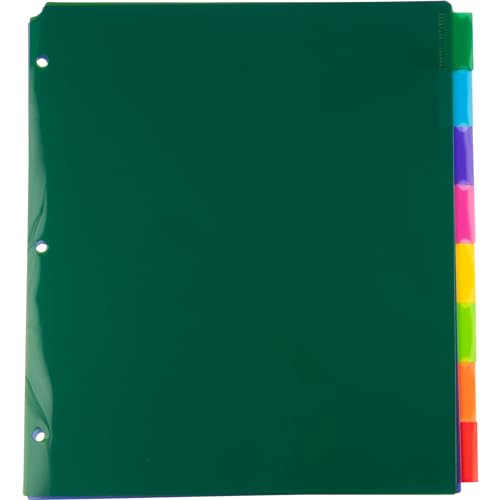JAM PAPER Plastic Index Tab Dividers - 8-Tab - 9 3/4 x 11 1/2 - Multicolor - 2 Sets of 8 Tabs/Pack - color: Pack of 2, size: 8-Tab without Pockets - Multi-Color