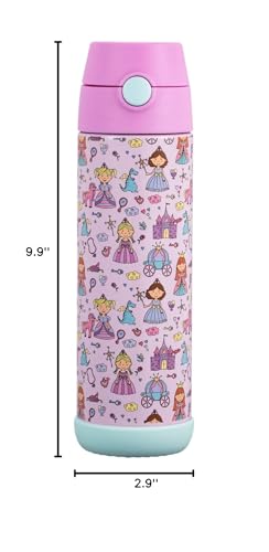 Snug Insulated Kids Water Bottle with Straw & Spout – Double-Wall Stainless Steel, Leakproof, Easy-Flip Lid – For School, Travel, Toddlers & Big Kids - Princess, 17oz - color: Princess, size: 16.9 Ounces