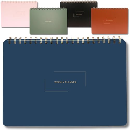 Undated Weekly Planner | 8.25” x 11.75” Work To-Do Notebook | ADHD Academic Organizer | Multi-Layout | Men and Women Planner | College Supplies | Navy | Landscape Layout - color: Navy, size: Weekly Planner - Landscape