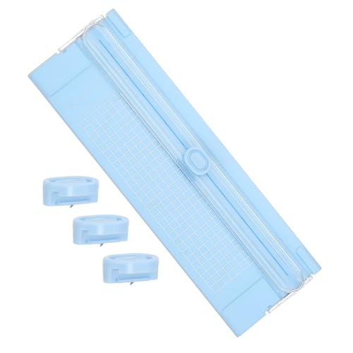 Generic Paper Cutter Trimmer, A4 Straight Small Portable Paper Slide Paper Slicer with Safe-Guard for Craft Cardstock Label Card, Scrapbook Photo, Blue, with 3 Blade