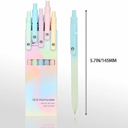 Ddaowanx Gel Pens Set,10 Pcs 0.5mm Retractable Quick Dry Black Ink Pens | Fine Point Smooth Writing Pens for Journaling,Cute Stationery Office&School Supplies,Gifts for Women Stocking Stuffers - color: 10 Pcs Gradient-Black Ink