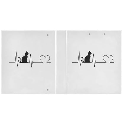 Fustylead Cat Electrocardiogram 3 Ring Binder, D-Rings 1.5" Hardcover Folder, Fits 200 Sheets of A4 Paper, Durable Clipboard & Clean View with Inside Pockets for School Home Office - size: 12.4x10.63x2.36 Inch-1 Pack