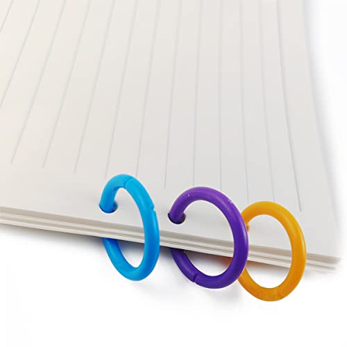 TIHOOD 210-Piece Multi-Color Plastic Binder Rings - Flexible for Cards, Documents, and Swatches - 7 Colors (20 mm)