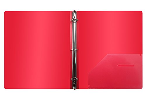 Better Office Products Flexible 3 Ring Poly Binder with Pocket, 1 Inch, Letter Size, 4 Pack-Red, Blue, Purple, and Black