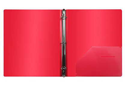 Better Office Products Flexible 3 Ring Poly Binder with Pocket, 1 Inch, Letter Size, 4 Pack-Red, Blue, Purple, and Black