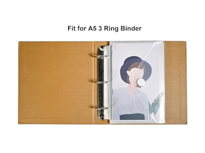 Plastic 3 Ring Binder Pockets Clear Pouches for 5.5’’ x 8.5’’ Paper Folder Organizer Hook Loop Closure 40 Pack - color: 40 Pack