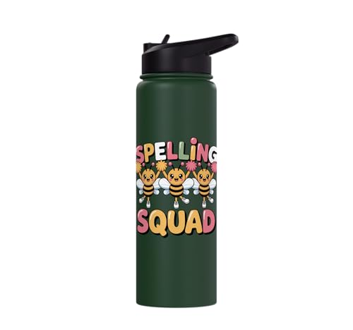 Spelling Squad Teacher Student Coach Classroom Stainless Steel Insulated Water Bottle - color: Dark Green