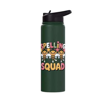 Spelling Squad Teacher Student Coach Classroom Stainless Steel Insulated Water Bottle - color: Dark Green