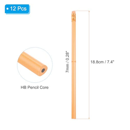 PATIKIL Round Pencils, 12 Pcs Triangle HB Graphite Pencil Wooden Pencils with Eraser for Classroom Office Writing Drawing Supplies, Orange - color: Light Orange