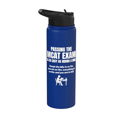 MCAT exam funny pre medical student Stainless Steel Insulated Water Bottle - color: Royal Blue