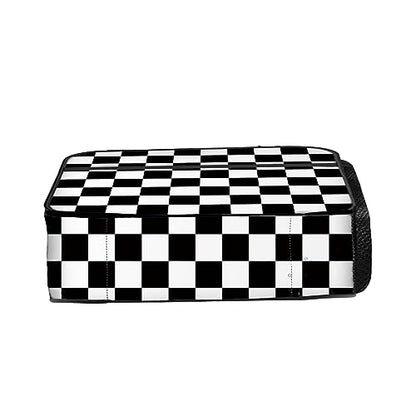 Checkered Lunch Bag Reusable Insulated Lunch Box Keep Food Cooler Thermal Lunch Tote for Women Men - color: Checkerboard grid