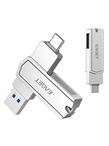 EAGET 128GB USB C Flash Drive 2-in-1, USB-C & USB-A 150MB/s High-Speed Thumb Drive, Dual Connector Memory Stick for iPhone 15/16/17, Android, MacBook, Laptop, Tablet, PC - Metal Body - size: 128GB