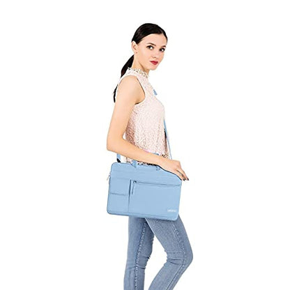 MOSISO Laptop Shoulder Bag Polyester Flapover Briefcase Sleeve Case | Compatible with MacBook Air/Pro,13-13.3 inch Notebook,Compatible with MacBook Pro 14 inch M5 M4 M3 M2 M1 2026, Airy Blue - color: Airy Blue, size: 13.3 inch