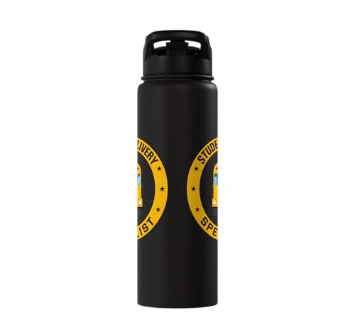 Student Delivery Specialist School Bus Driver Stainless Steel Insulated Water Bottle - color: Black