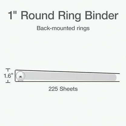 Oxford Ring Binders,1" Round Ring Binders,View Binder,Covers on 3 Sides,XtraLife Hinge,Non-Stick,PVC-Free,White,225 Sheet Capacity (1002512),(Pack of 12) - color: White, size: 1 Inch (Pack of 12)