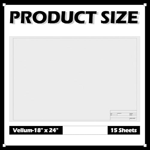 Tatuo 15 Sheets Architectural Vellum Paper 18 x 24 Inch Drafting Vellum Tracing Sheets Semi Translucent Drafting Paper Rag with Border and Title Block for Drawing Sketching Architecture Building - size: 18 x 24 Inch