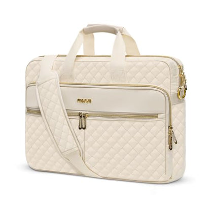 MOSISO 13-14 inch Laptop Bag, Laptop Briefcase Messenger Compatible with MacBook Neo 13 inch/Air 13.6/13 /Pro 13/14, Square Quilted Computer Bag Work Office Business with 3 Pockets&Strap, Beige - color: Beige, size: 13.3 inch