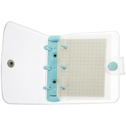 MUCKLILY 3-ring Loose-leaf Notebook Mini Binder with Blue Clips, Multi-function Notepad for Scrapbooking and Note Taking, Smooth Writing Memo Book for School and Office Use