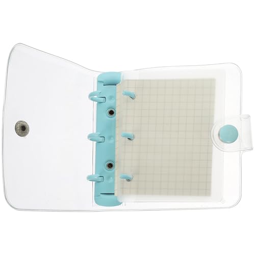 Hohopeti Mini Three-ring Binder Notebook with Blue Clip, Portable Loose-leaf Notepad for Students, Adorable Pocket Binder Suitable for School and Daily Notes