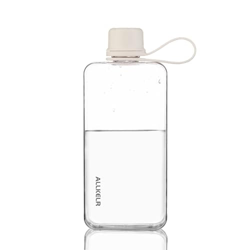 Portable Flat Water Bottle, 13.5 oz, White | BPA-Free Tritan, leakproof, slim fit for purses, lightweight for hiking, backpacking, travel - color: White, size: 13.5 Ounces