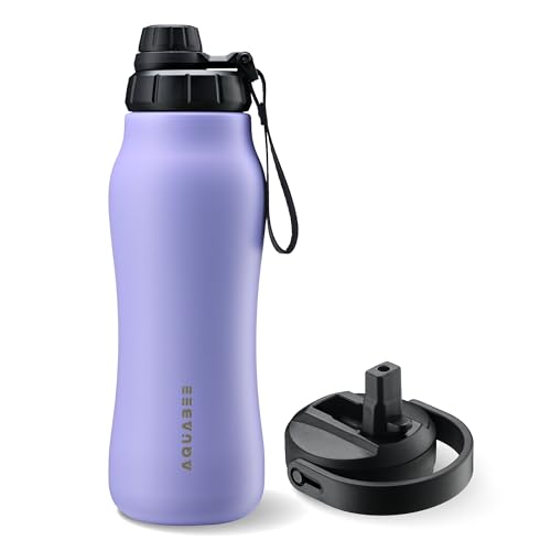 Insula Stainless Steel Water Bottle with Spout & Straw lid, BPA Free & Leakproof, Double Walled Vacuum Insulated water bottle for Sports, Bike, Travel & Hiking (Lavender, 24 Oz) - color: Lavender