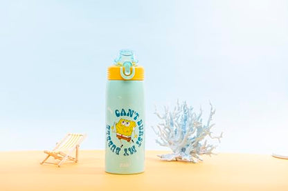 Zak Designs SpongeBob SquarePants Sage Kids Water Bottle For School or Travel, 19oz Stainless Steel Water Bottle With Straw, Handle, and Leak-Proof, Pop-Up Spout Cover (SpongeBob and Patrick) - color: SpongeBob and Patrick