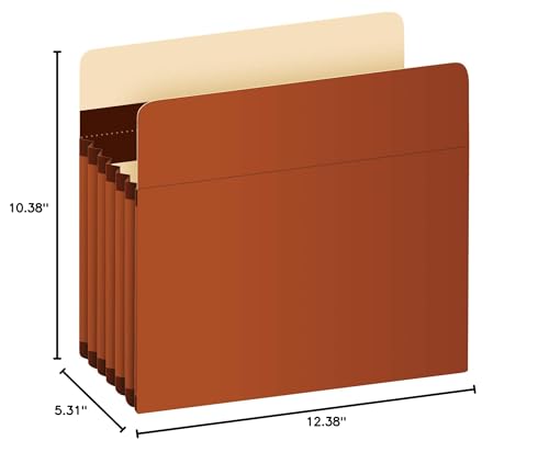 Pendaflex Expanding Accordion File Pockets, Extra Durable, Expands 5.25", Letter Size, Reinforced with Dupont Tyvek Material, 10/Box (15422) Brown