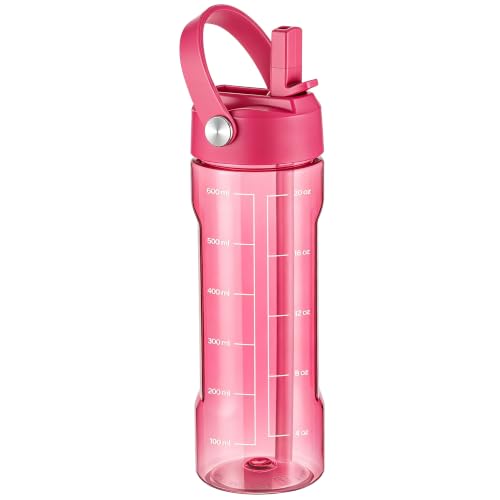 GOPPUS 20oz Clear Water Bottle with Flip Straw, Lightweight, Leakproof, Easy Carry and BPA-Free, Tritan Water Bottlefor Sport, Travel, Outside (Rose red) - color: Rose red, size: 20 Ounces