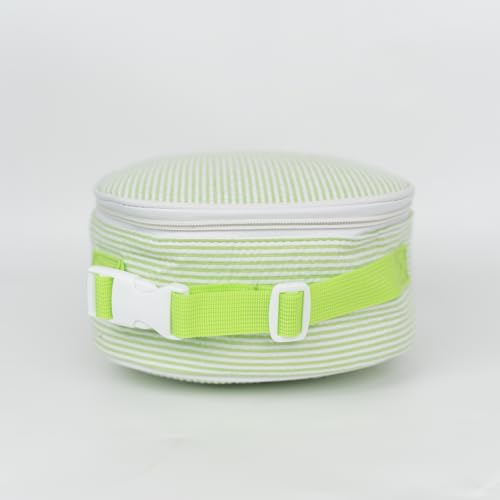 MT WORLD Personalized Lunch Bag Tote Custom Embroidery Name Reusable Seersucker Stripe Pattern Insulated Lunch Box - color: Green